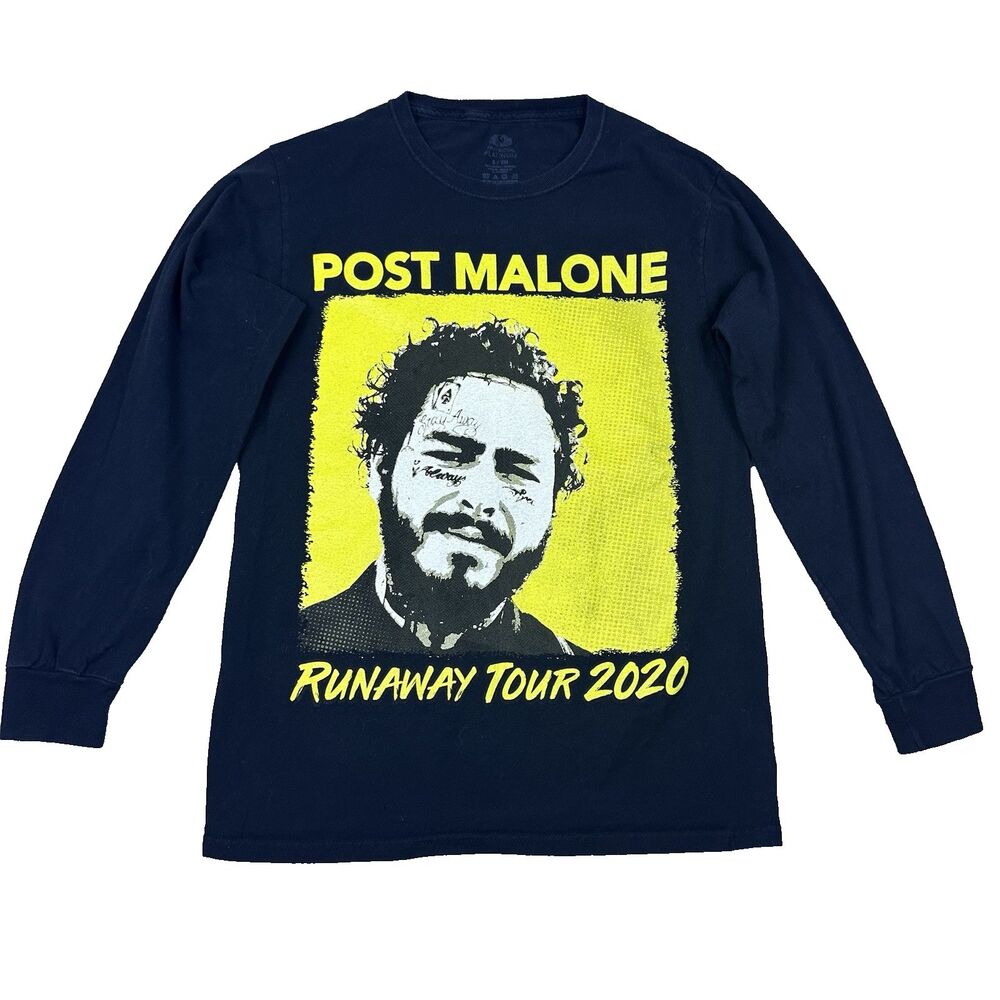 Post Malone Mens Graphic Long Sleeve Tour Shirt Black Small Streetwear Music Tee